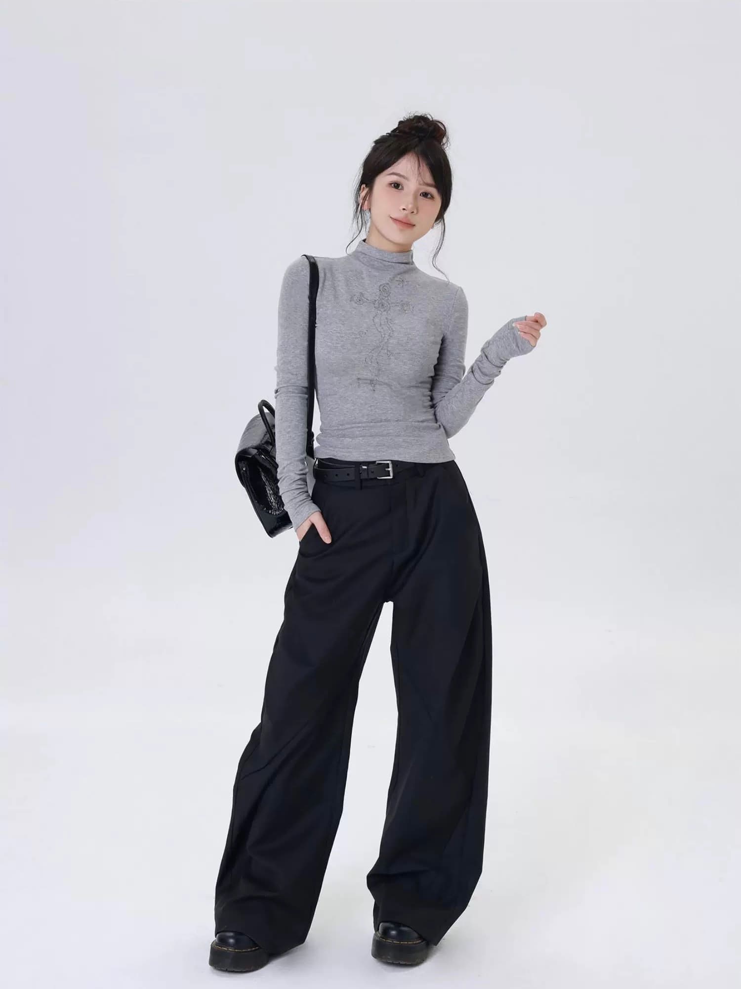 タックワイドパンツ ゆとりリネンタックパンツ