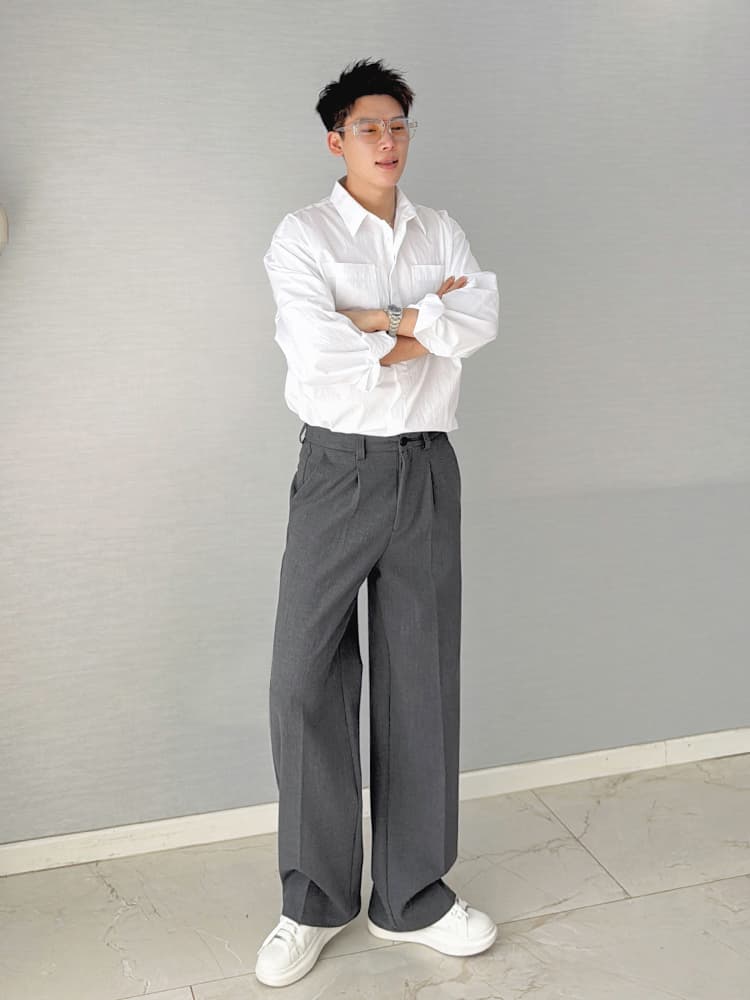 タックワイドパンツ 上質フォーマルタックワイドパンツ