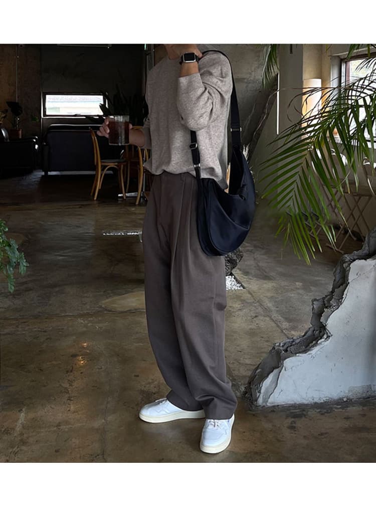 タックワイドパンツ ゆったりドレープタックパンツ
