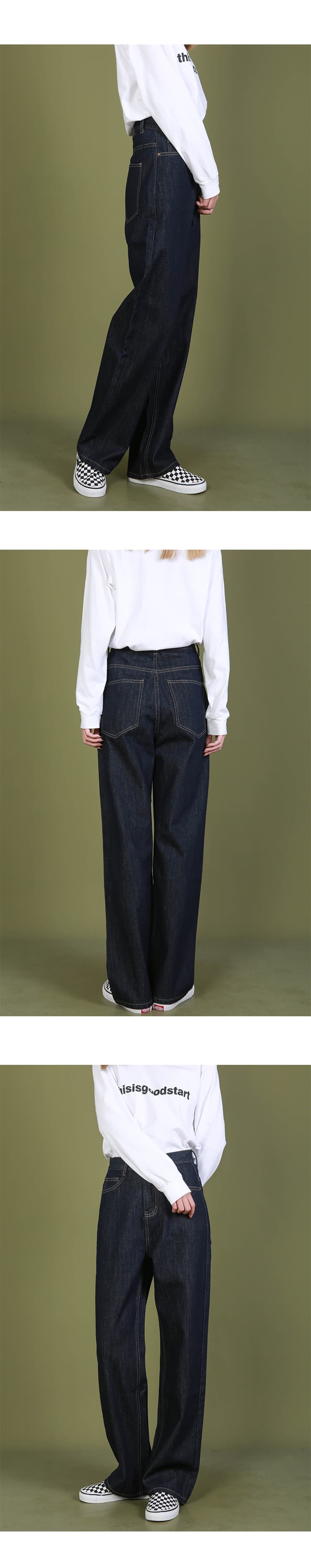 タックワイドパンツ ゆったりシルエット ワイドタックデニムパンツ