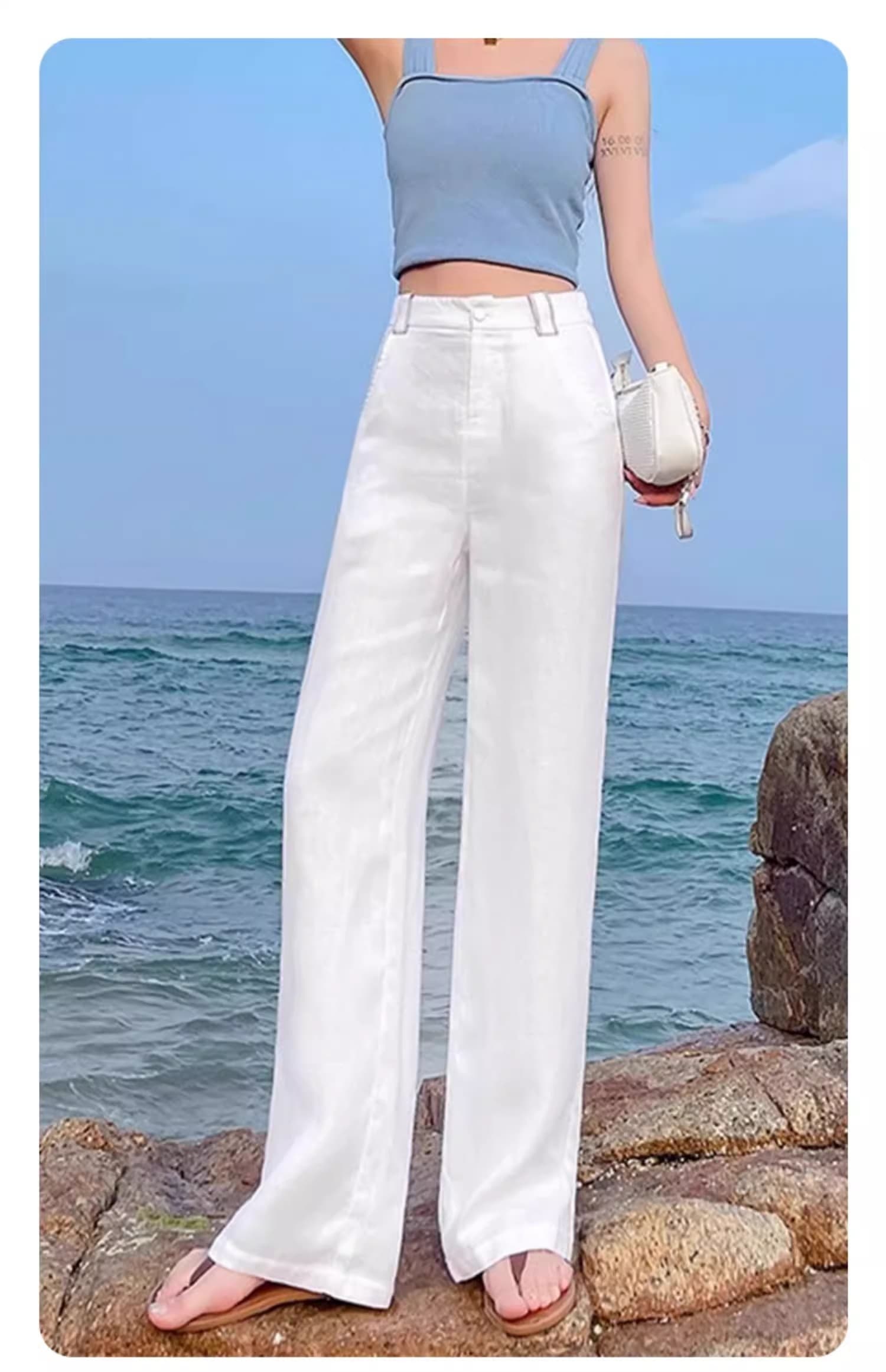 タックワイドパンツ 涼やかな夏のリラックスパンツ