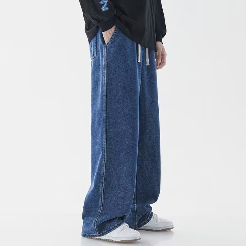 タックワイドパンツ リラックスゆったりデニムタックパンツ
