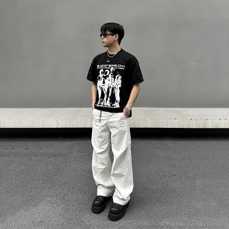 タックワイドパンツ ゆったりシルエットタックワイドパンツ