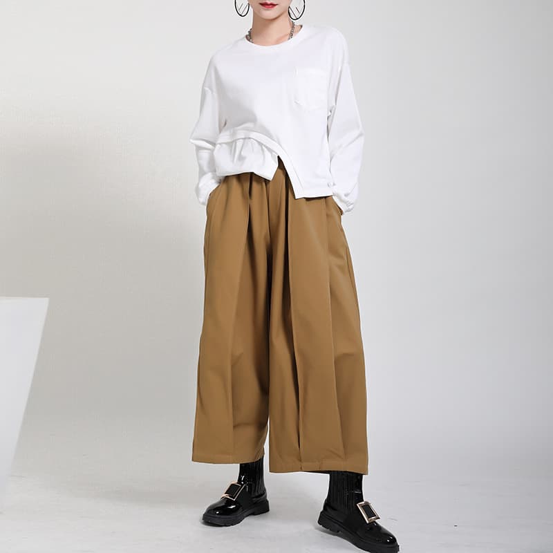 タックワイドパンツ らくらくタックワイドパンツ