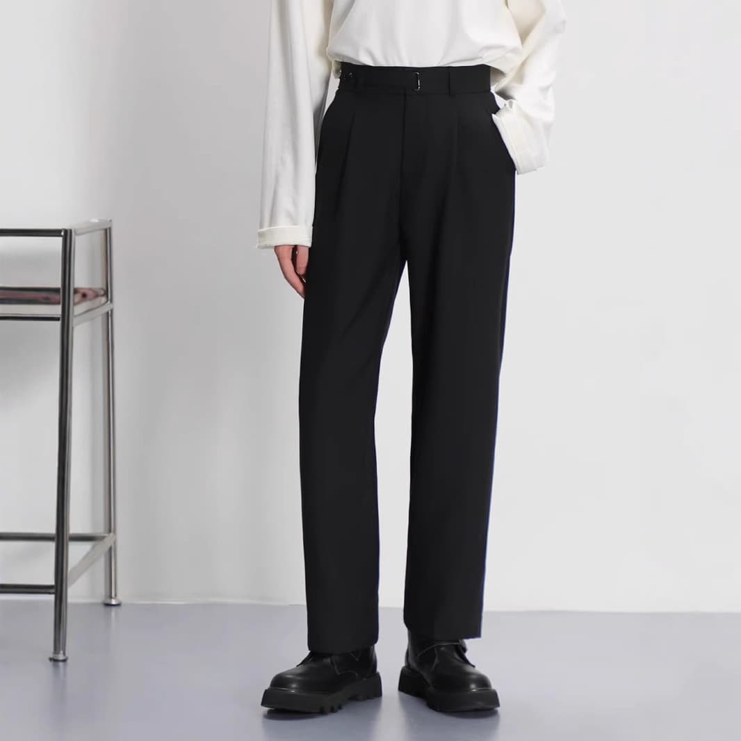 タックワイドパンツ 快適ストレッチワイドスラックス