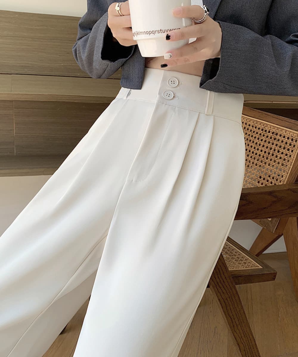 タックワイドパンツ ハイウエスト ツータック
