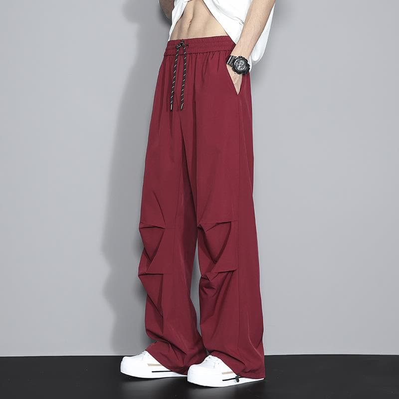 タックワイドパンツ 立体デザインドローストリングパンツ