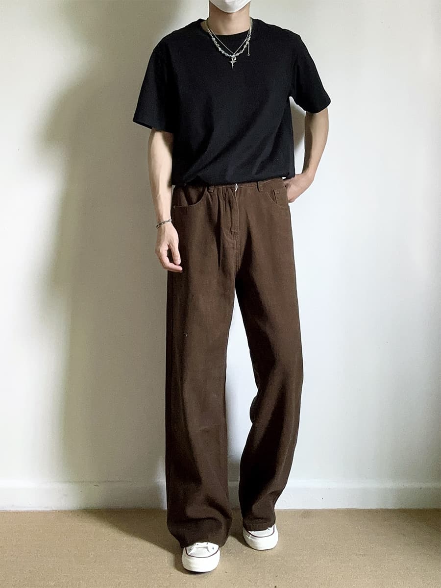 タックワイドパンツ ゆったり流麗タックパンツ