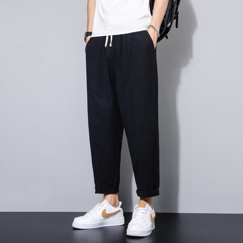 タックワイドパンツ 涼やかリネン ゆったりタックパンツ
