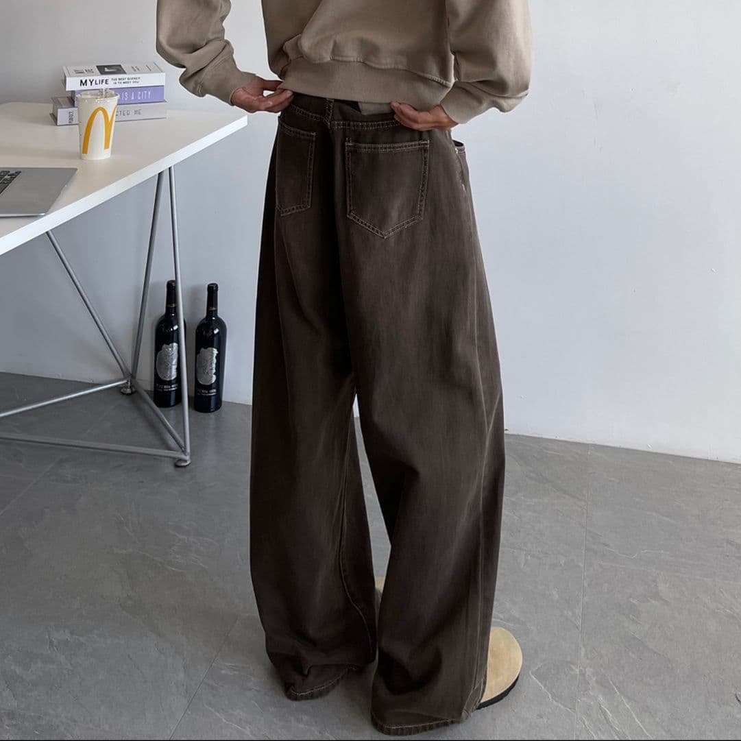 タックワイドパンツ ゆったりシルエットタックワイドパンツ