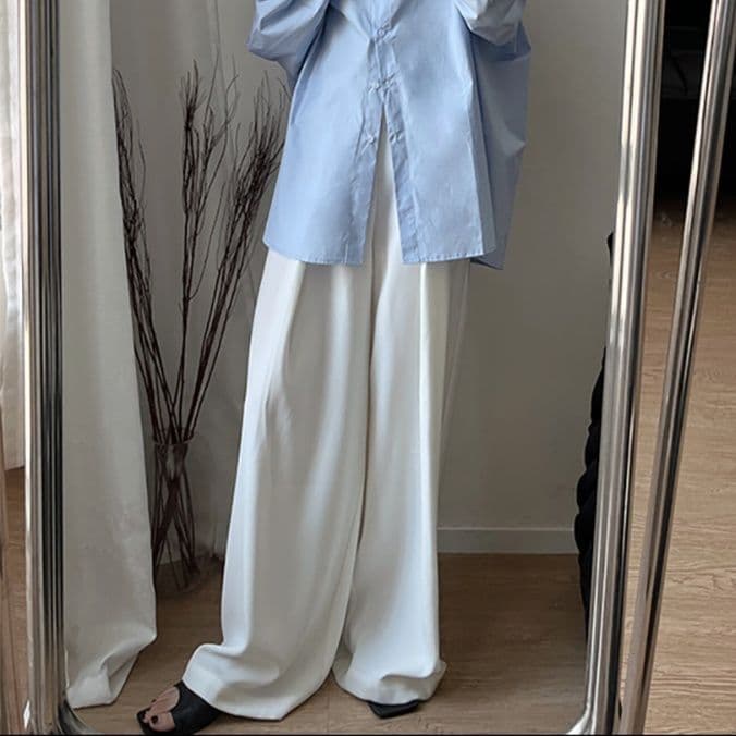 タックワイドパンツ 極上とろみタックワイドパンツ