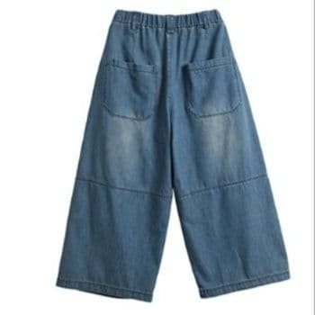 タックワイドパンツ ゆったりタック入りデニムワイドパンツ
