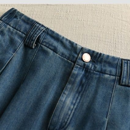 タックワイドパンツ ゆったりタック入りデニムワイドパンツ