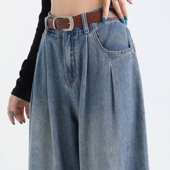 タックワイドパンツ ゆったり流れるタックシルエットデニム