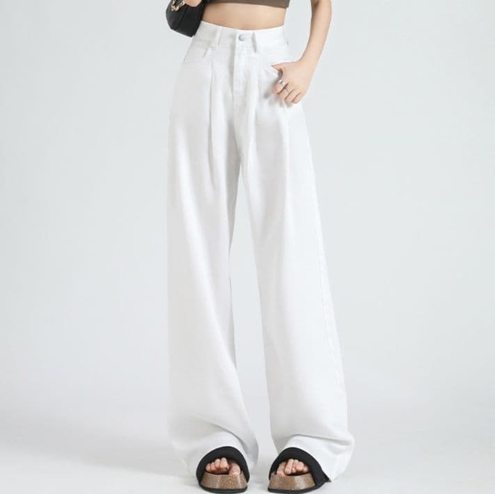 タックワイドパンツ 優雅なフロントタックワイドパンツ
