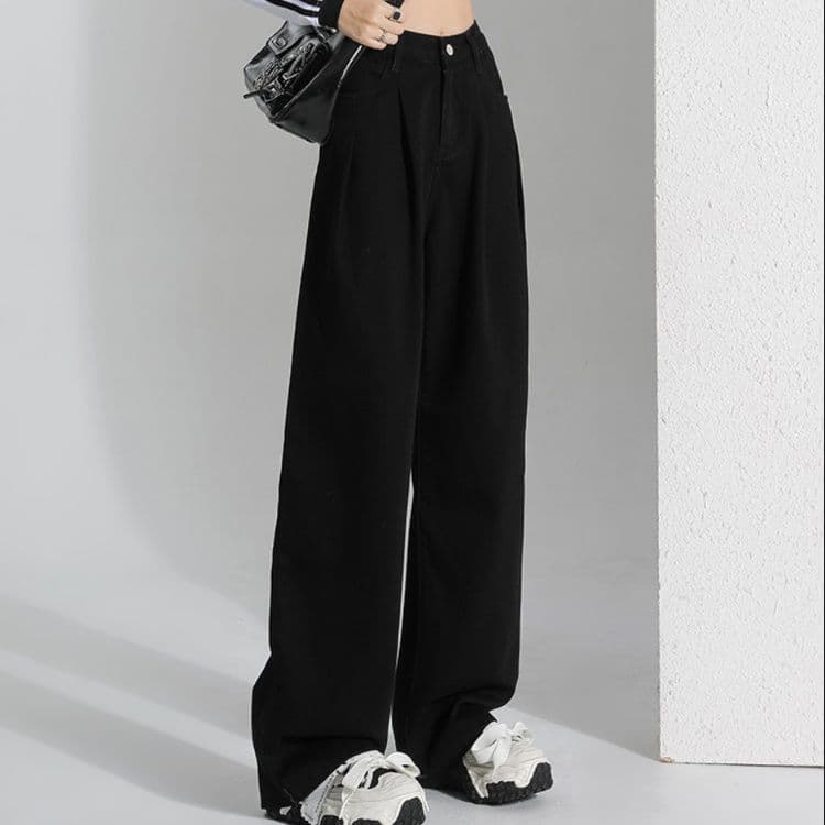 タックワイドパンツ すっきりシルエット美脚パンツ