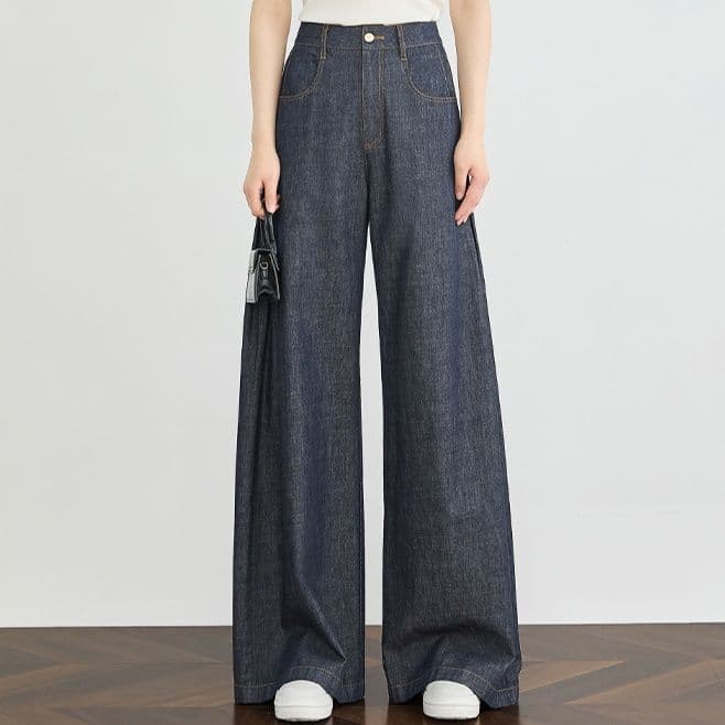 タックワイドパンツ しなやかシルエットデニムパンツ