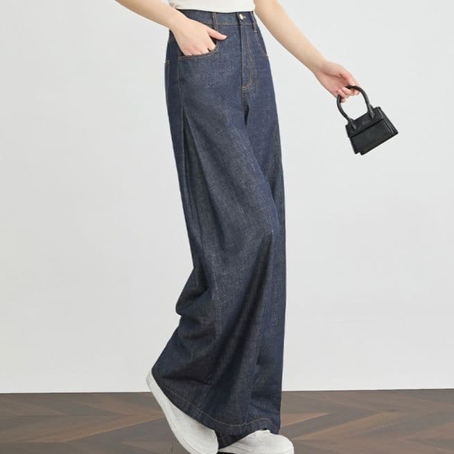 タックワイドパンツ しなやかシルエットデニムパンツ