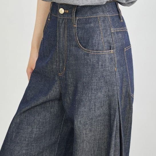 タックワイドパンツ しなやかシルエットデニムパンツ