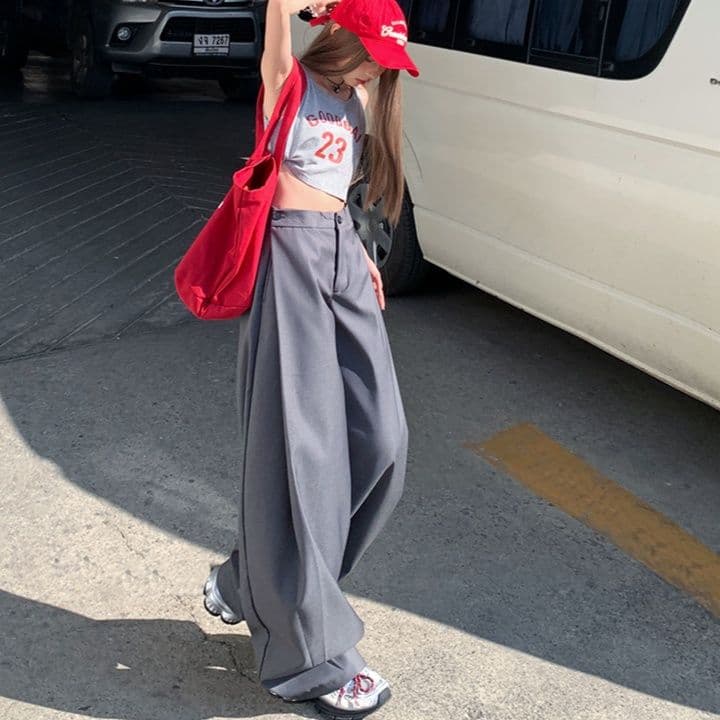 タックワイドパンツ ゆったりドレープ流れるタックパンツ