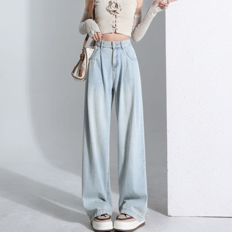 タックワイドパンツ ゆったりシルエットタックデニム