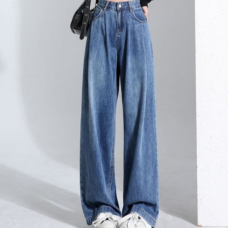 タックワイドパンツ ゆったりシルエットタックデニム