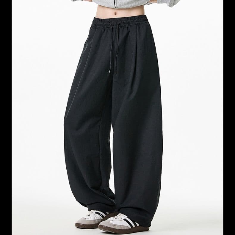 タックワイドパンツ ゆったりシルエットドローコード紳士パンツ