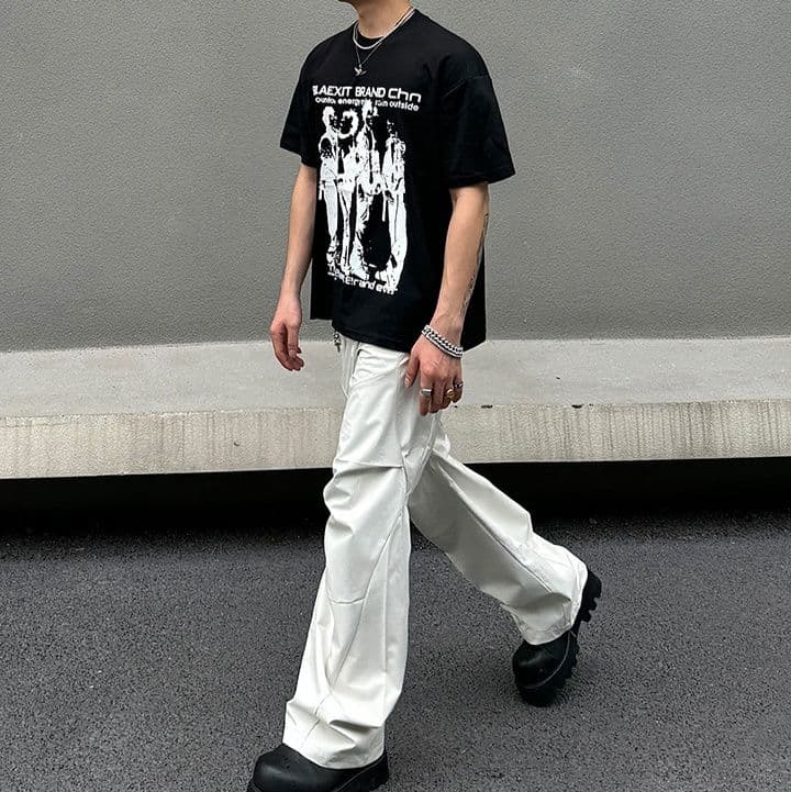 タックワイドパンツ ゆったりシルエットタックワイドパンツ