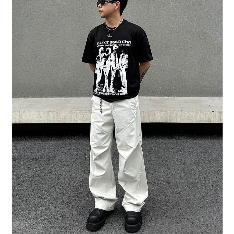 タックワイドパンツ ゆったりシルエットタックワイドパンツ