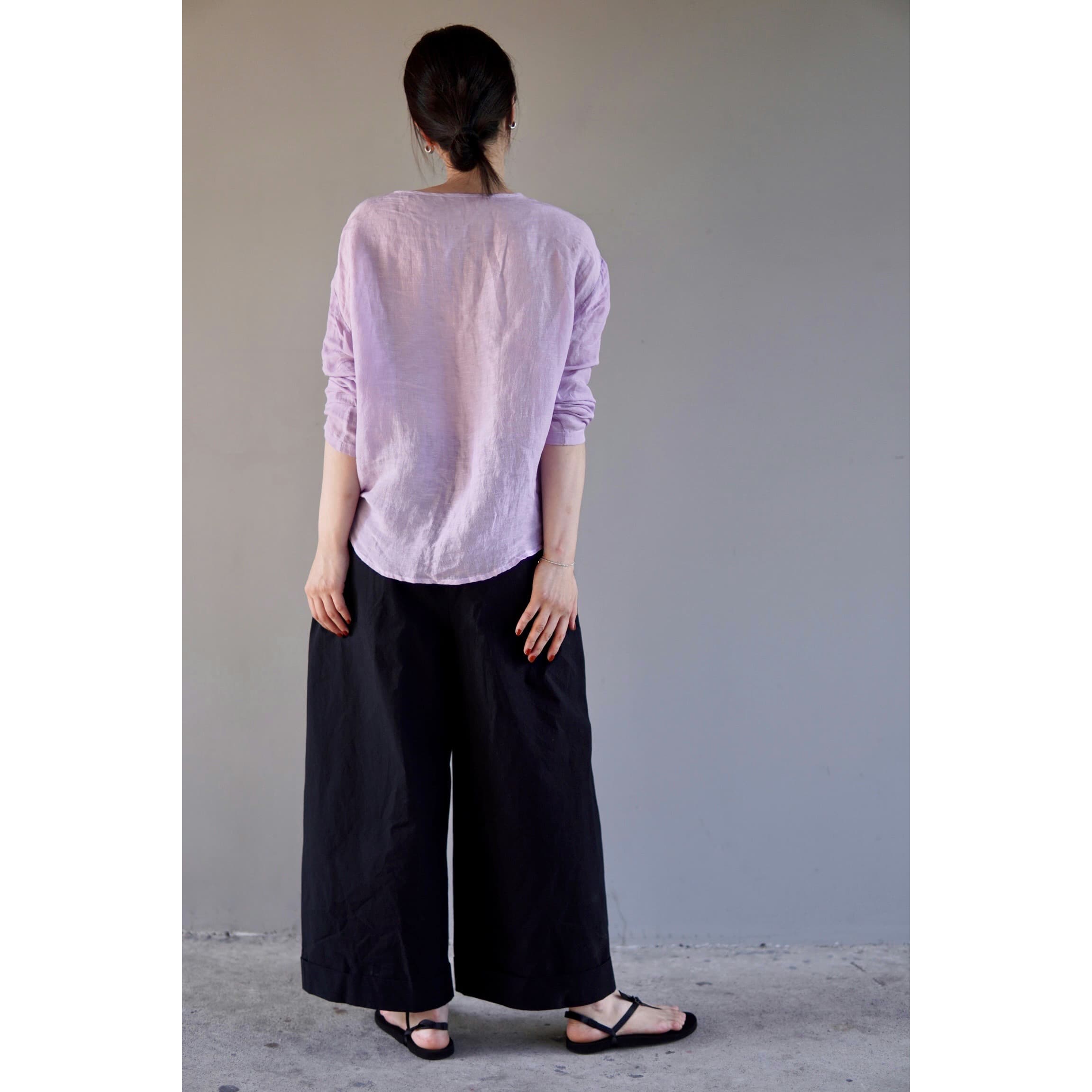 タックワイドパンツ なめらかゆったりタックパンツ
