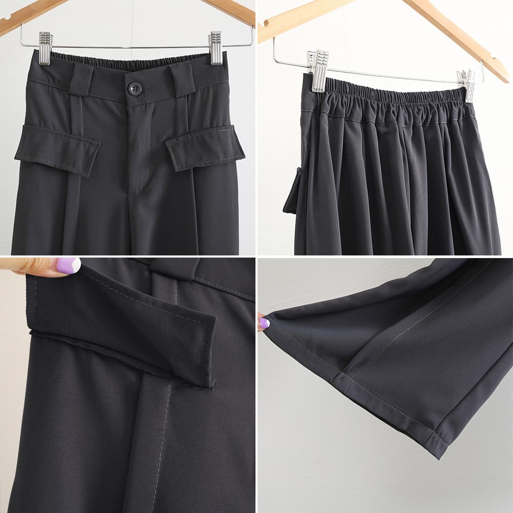 ハイウエスト タックワイドパンツ 脚長効果 上品スラックス
