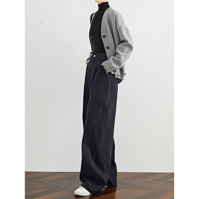 タックワイドパンツ 上品シルエットワイドタックデニム