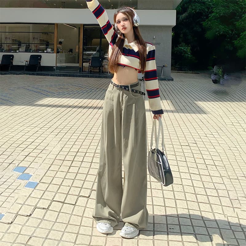 タックワイドパンツ リネン混ワイドタック デザインパンツ