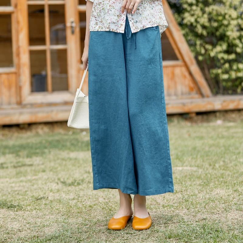タックワイドパンツ夏の贅沢タックワイドパンツ