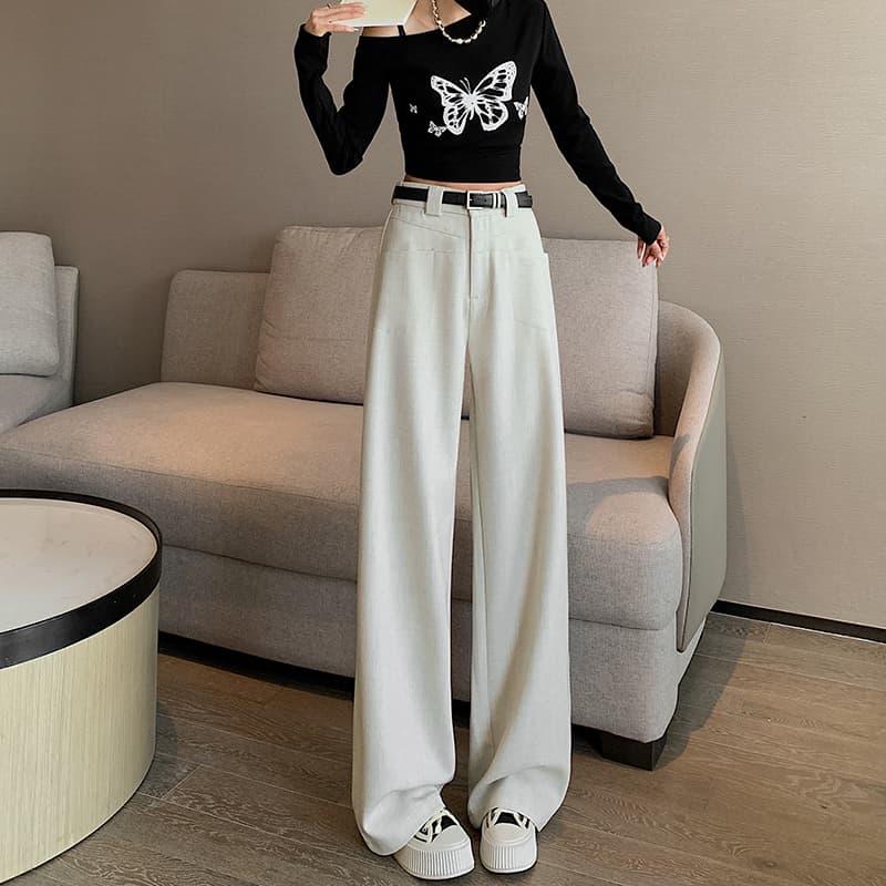 タックワイドパンツ フレアシルエットリネンワイドパンツ