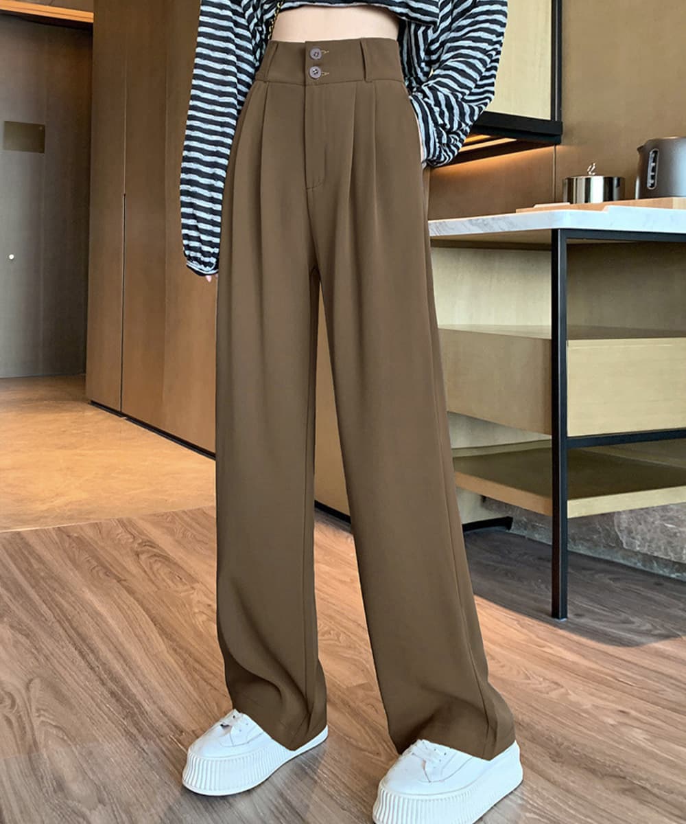 タックワイドパンツ ハイウエスト ツータック