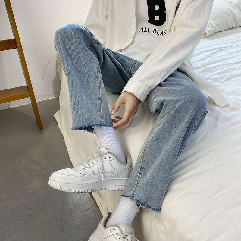 タックワイドパンツ ゆったりタック入りデニムパンツ