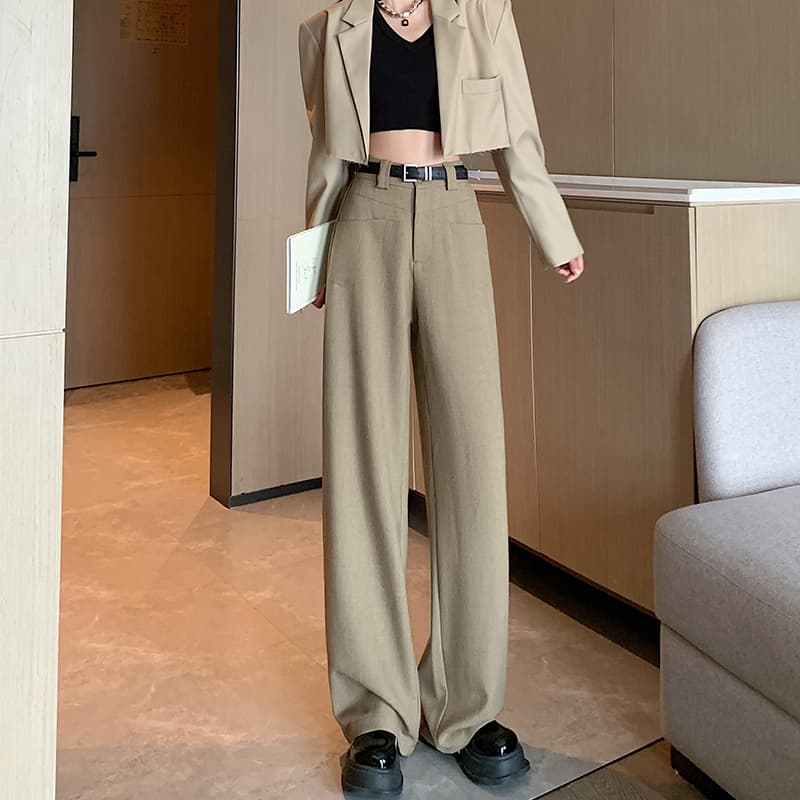 タックワイドパンツ フレアシルエットリネンワイドパンツ