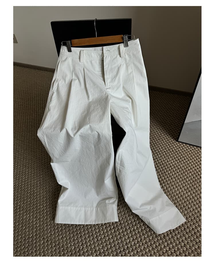 タックワイドパンツ 麻混フロントタックワイドパンツ