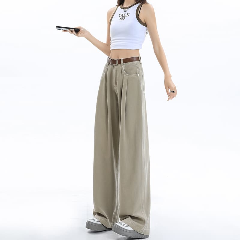 タックワイドパンツゆったりデニムタックワイドパンツ