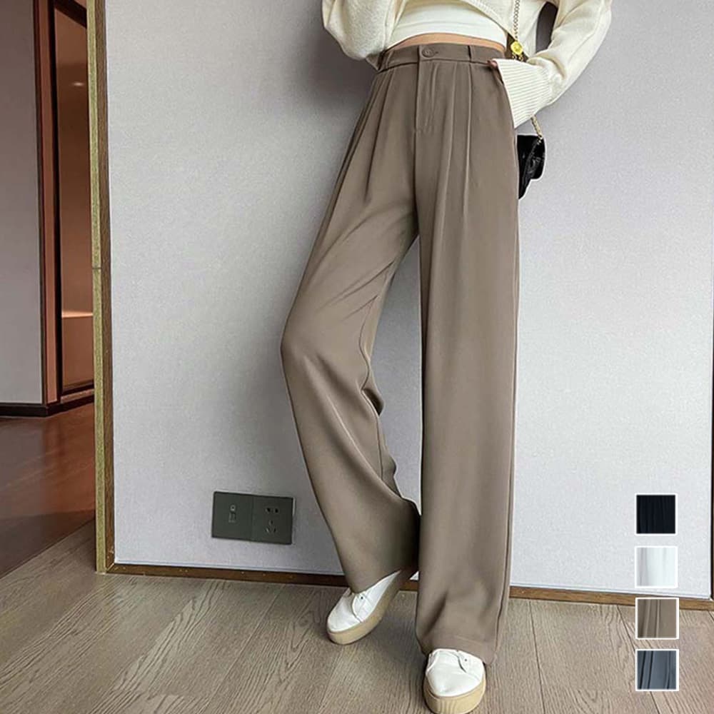 タックワイドパンツ タック入りワイドパンツ レディース ハイウエスト