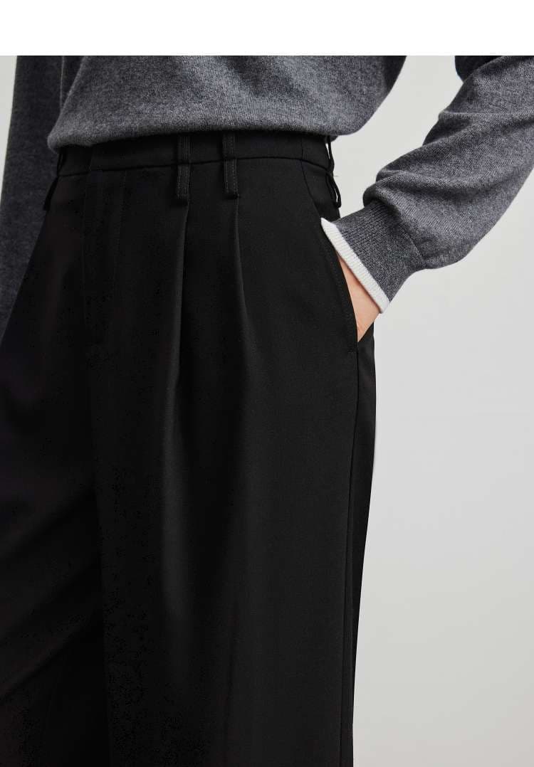 タックワイドパンツ すとんと落ちる リネンタック パンツ