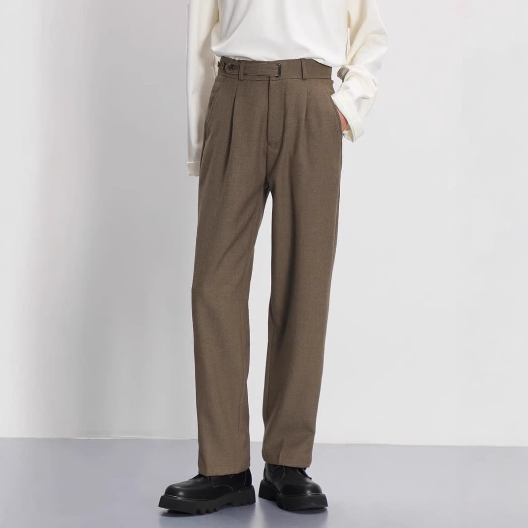 タックワイドパンツ 快適ストレッチワイドスラックス