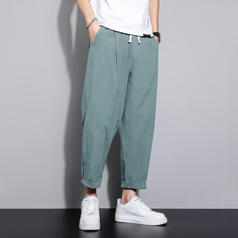 タックワイドパンツ 涼やかリネン ゆったりタックパンツ