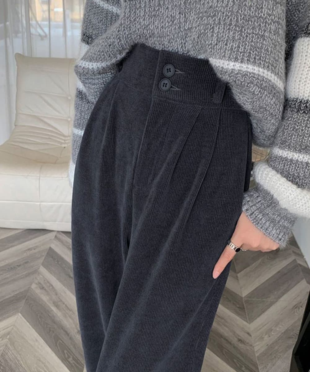 コーデュロイタックワイドパンツ裏起毛