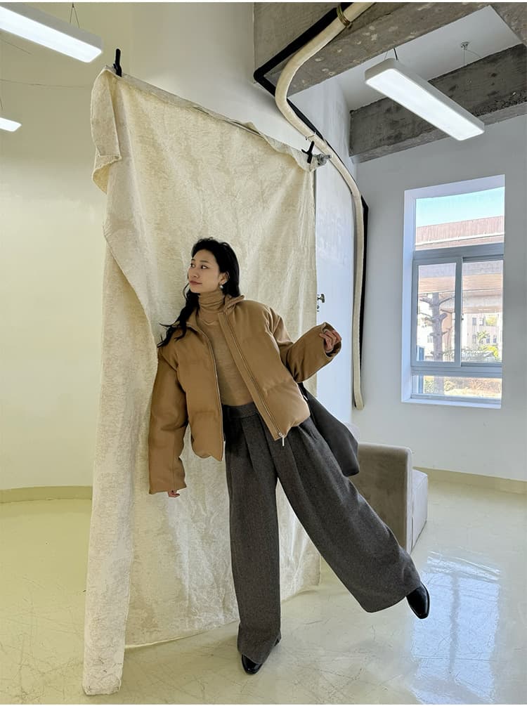 タックワイドパンツ ゆったりストレッチタックワイドパンツ
