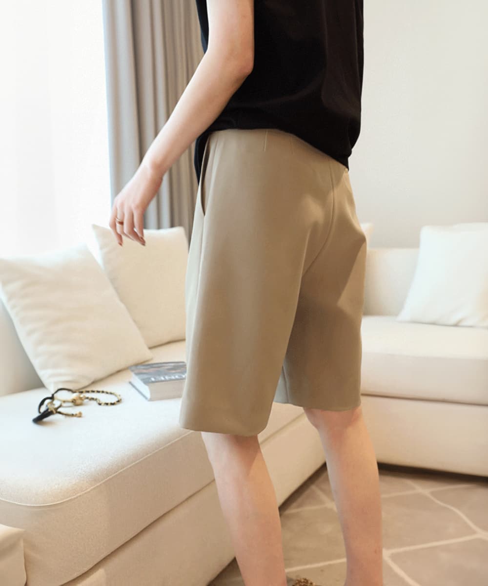 ハイウエスト タックワイドパンツ 美脚ショート丈