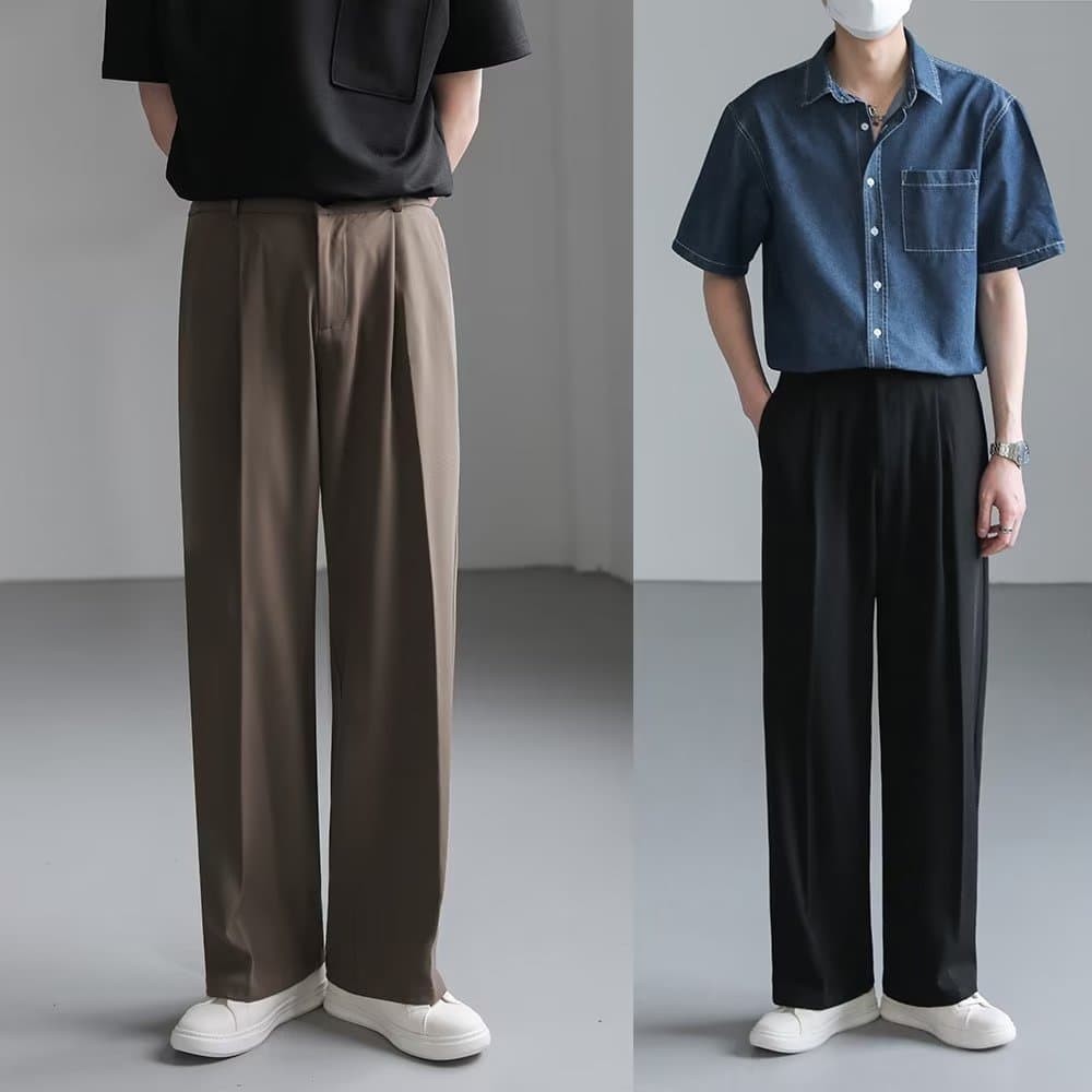 しなやかドレープタックワイドパンツ