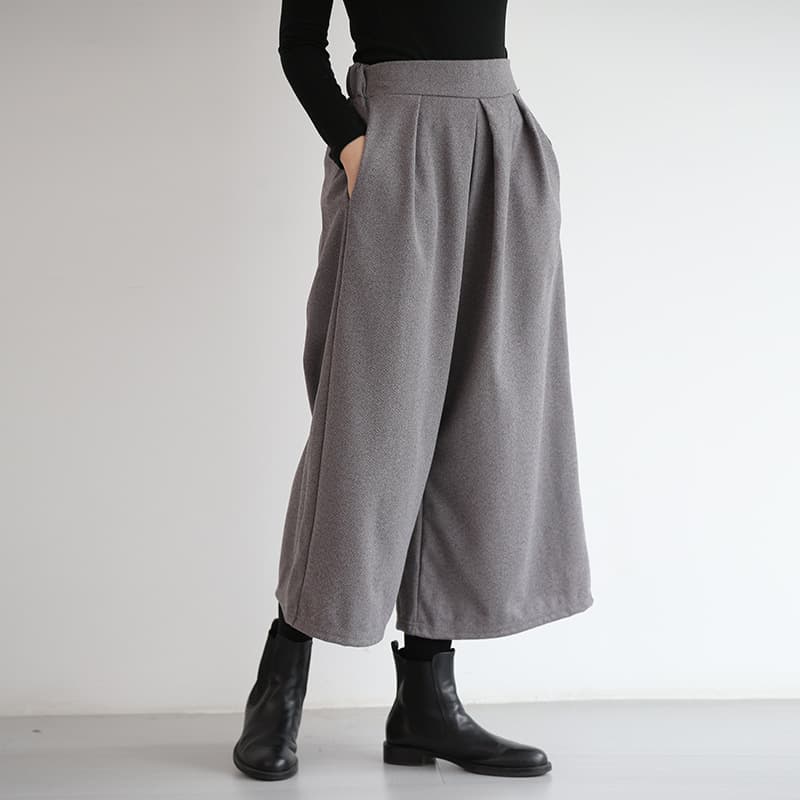 タックワイドパンツ ゆったりウエスト楽ちんタックパンツ
