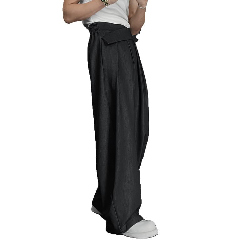 タックワイドパンツ ゆったりストレッチウエストタックパンツ